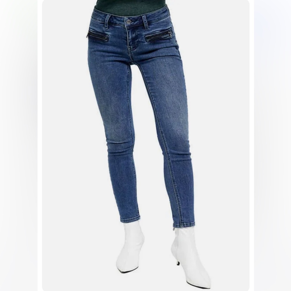 FREE PEOPLE Womens Jeans Skinny Baltic Zippers Denim Blue Size 26W OB102